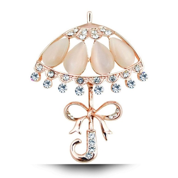 **SOFIA* Gold x Opral Gem Umbrella Fashion Brooch - Picture 1 of 3